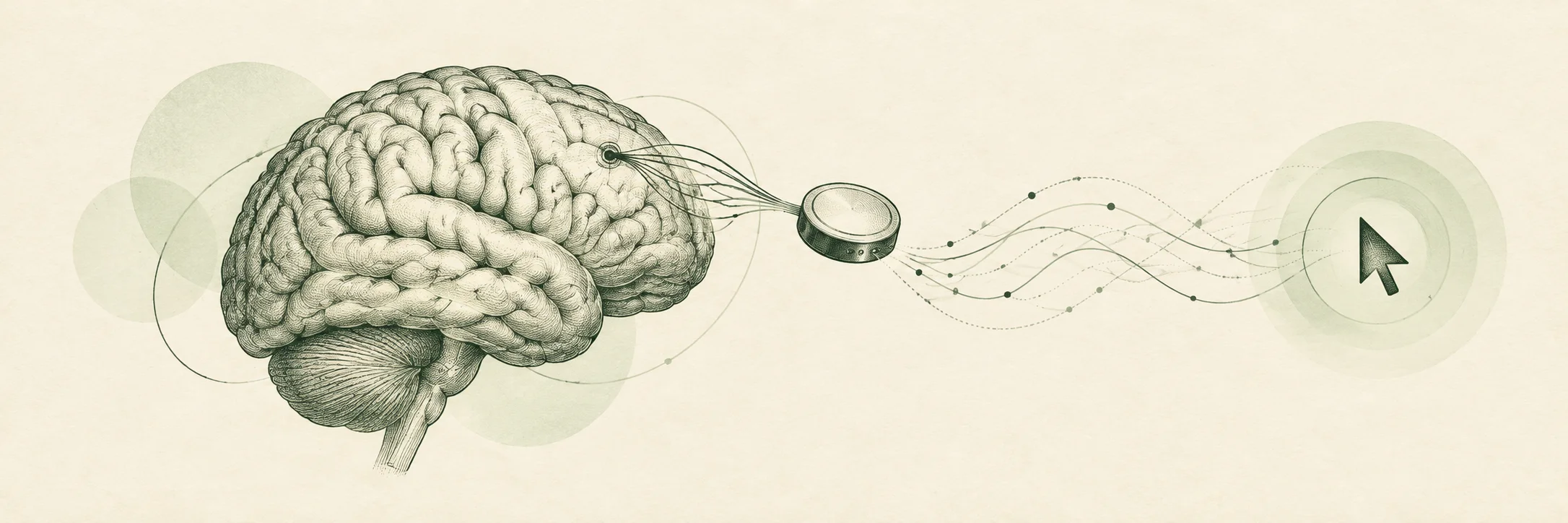 A brain and a small interface connected to a cursor.